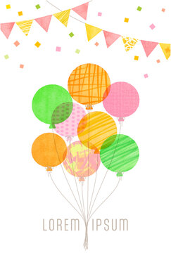 Balloon Watercolor Birthday Card Background