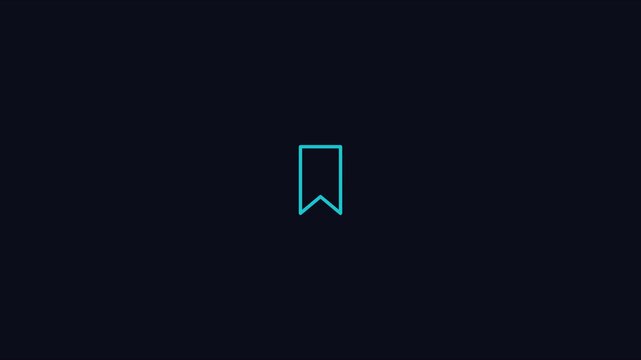 Minimalist blue bookmark animation on dark 4k background, for ui interface, digital
