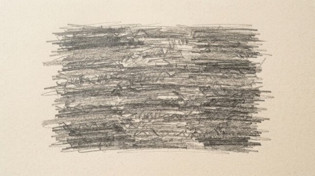 Loose graphite pencil sketch with horizontal hatching on textured tan paper serves as an expressive abstract art background.