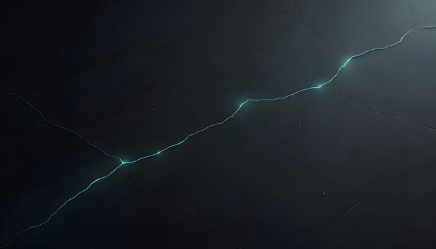 Glowing cyan energy crack spreading across dark textured matte background representing structural tension energy discharge or digital connection network lines