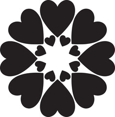 Fototapeta premium Heart flower ornament made of smaller hearts in circular pattern.