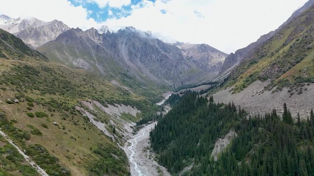 Aerial View of Ala Archa National Park, Kyrgyzstan