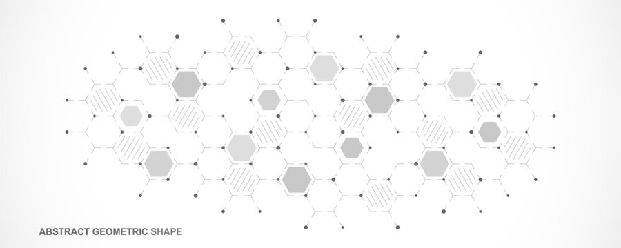Graphic design element with abstract geometric background of simple hexagon pattern