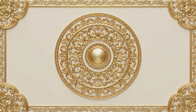 Luxury golden ceiling medallion ornament