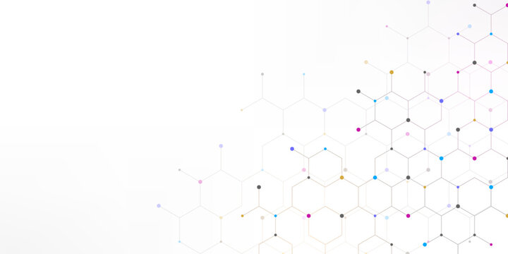 Graphic design element with abstract geometric background of simple hexagon pattern