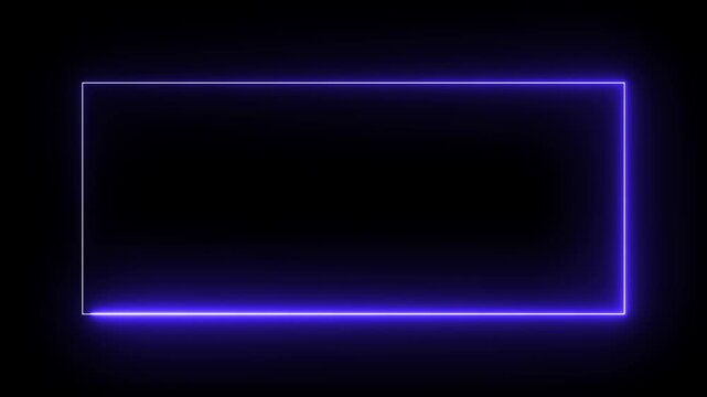 Animated glowing blue neon rectangular frame border on black background