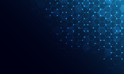 Naklejka premium Abstract technology background and design element with hexagons pattern and geometric shapes