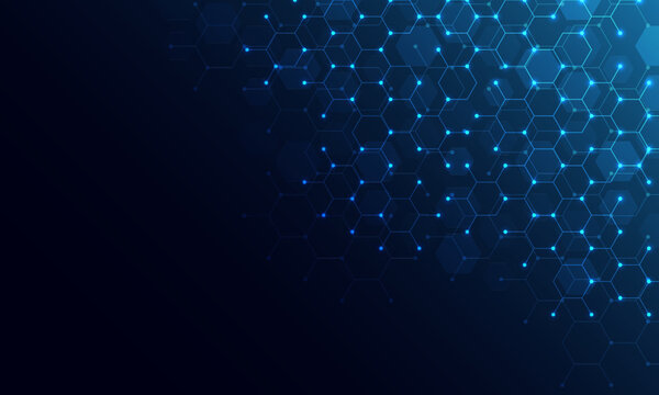 Abstract technology background and design element with hexagons pattern and geometric shapes
