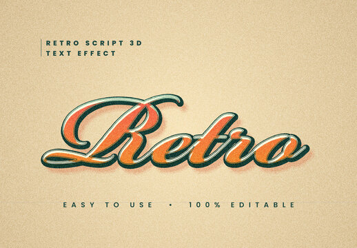 Retro Script 3D Text Effect
