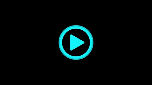 Cyan color play button animation. Media player control pause button circle animation Minimalist video play button icon