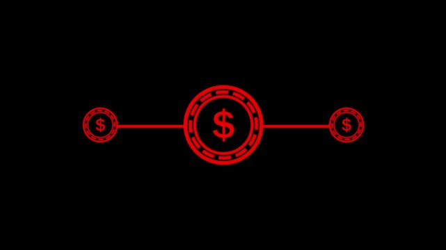 dollar icon animation. Dollar icon animation circle inside concept on black background