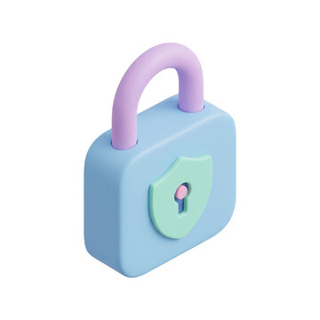 Pastel 3D modern clay cybersecurity padlock icon for privacy and data protection.