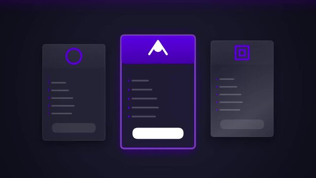 Modern UI Pricing Table Animation with Glowing Purple Effects