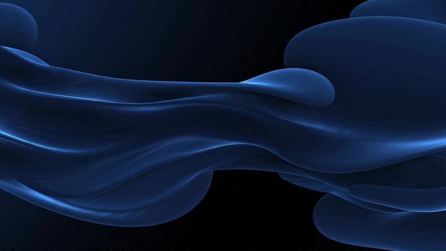 Dynamic abstract blue fluid shapes flow and morph organically on a dark background, creating a mesmerizing visual effect. Ideal for modern and futuristic projects.