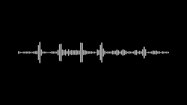 Dynamic white audio visualizer music sound wave animation on black background, abstract digital frequency waveform spectrum, audio equalizer rhythm visualization 4k