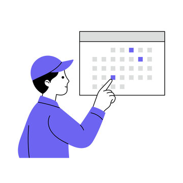 Male Worker Checking a Schedule on a Calendar