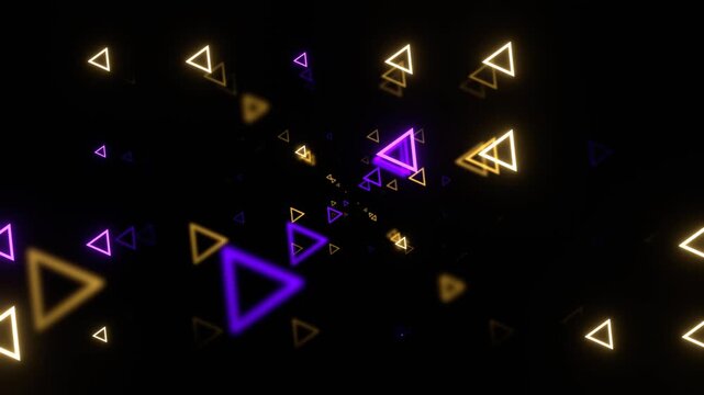 Purple and Yellow Flashing Neon Resizable Triangles Background VJ Loop in 4K