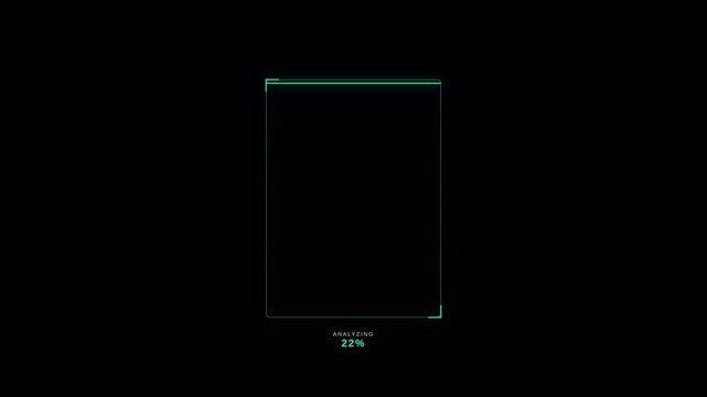 Motion graphics of a futuristic smartphone screen with glowing neon lines and animated interface elements.
