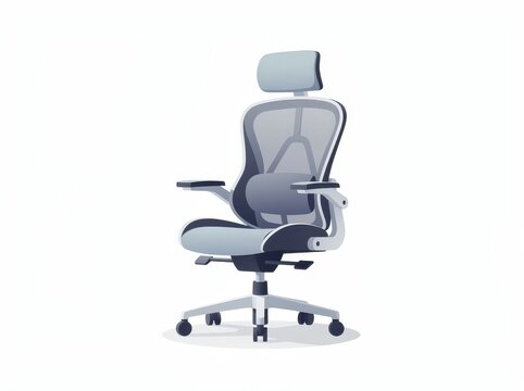 Ergonomic chair, workplace wellbeing, isolated on white background 