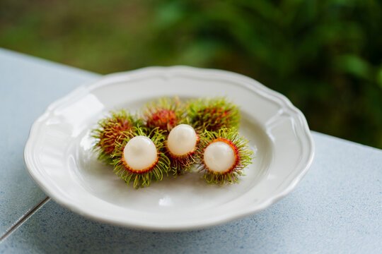 red rambotan on a plate