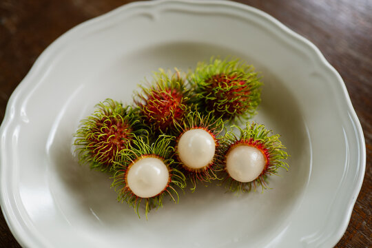 red rambotan on a plate