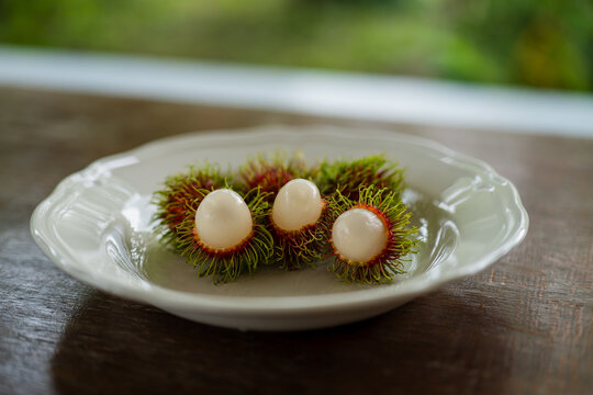 red rambotan on a plate
