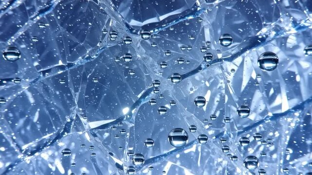 Cracked translucent ice glows with cold blue light in a detailed seamless frozen texture background.