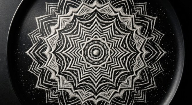 Culinary Plating with Powdered Mandala Pattern