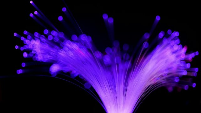 美しい丸ボケのある光ファイバーライトのデフォーカス映像