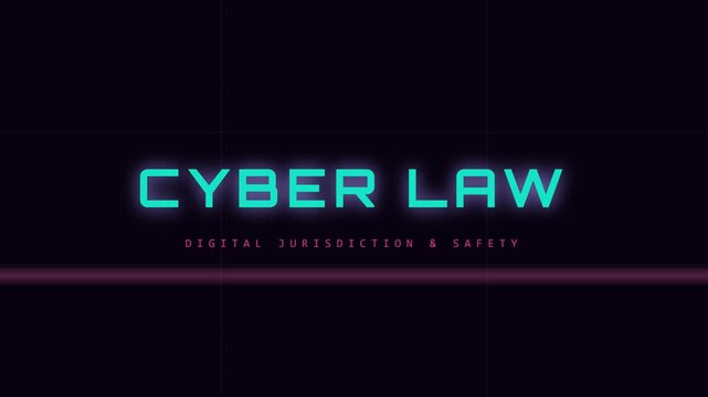 Cyber law: digital jurisdiction and safety motion title for legal technology and internet security presentations animation 4k