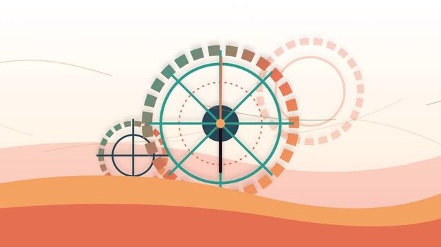 Abstract Representation of Clockwork Mechanism Incorporated with Soft Dune Landscape, Evoking Themes of Time, Nature, and Harmony in Design