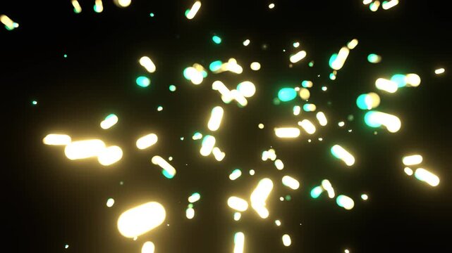 Yellow and Turquoise Neon Molecules Motion Background VJ Loop in 4K