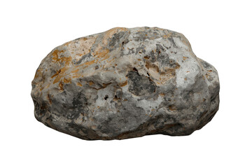 Fototapeta premium Weathered gray brown boulder with mottled mineral texture