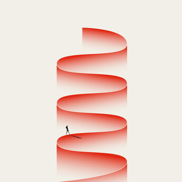 Business career journey vector concept. Symbol of corporate mission, winding path, professional growth, and future strategy. Minimal design eps10 illustration.