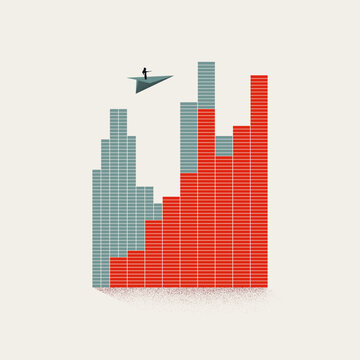 Business chart analysis vector concept. Symbol of financial report, market growth, corporate performance, and future strategy. Minimal design eps10 illustration.