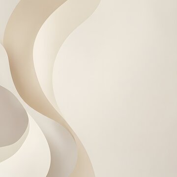 Soft warm beige and cream layered paper waves abstract minimalist background