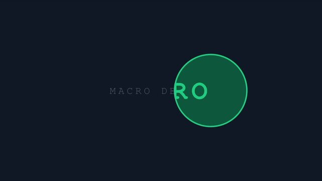 Macro detail typography animation: minimalist green circle motion for modern tech and science presentations 4k