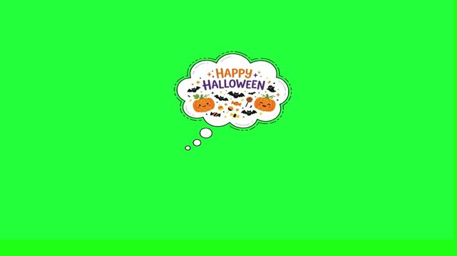Happy halloween thought bubble with pumpkins bats and spooky 