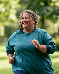 Fototapeta premium Plus size woman exercising outdoors