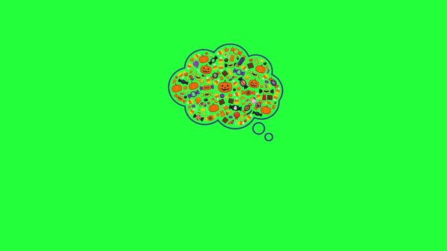 Halloween candy thought bubble animation on green screen 