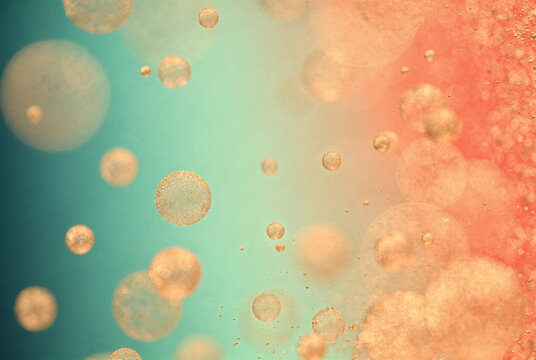 Abstract Macro Image of Golden Particles in Liquid