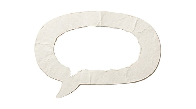 Rough textured paper speech bubble  shaped border with rough textured