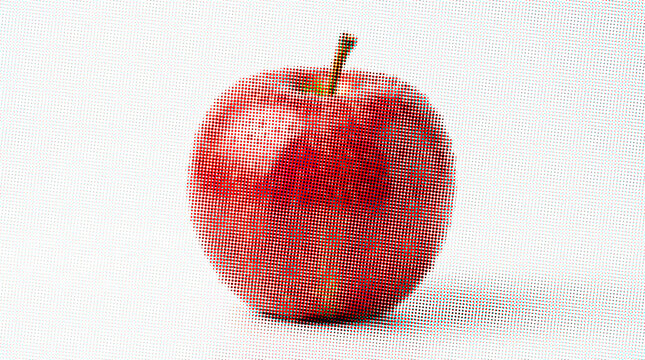 Halftone pattern red apple on white background