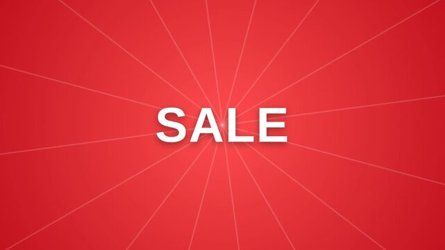 Dynamic motion of sale announcement in vibrant red background for marketing and advertising.