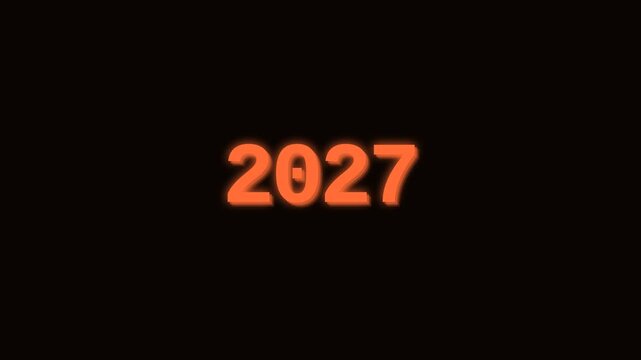 Motion of the Year 2027 New Year Celebration with Dynamic Orange Text on Black Background.