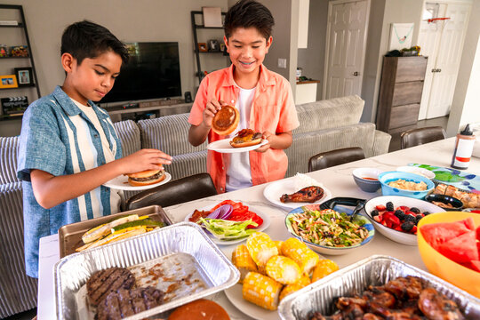 brothers family mealtime lunch potluck bbq