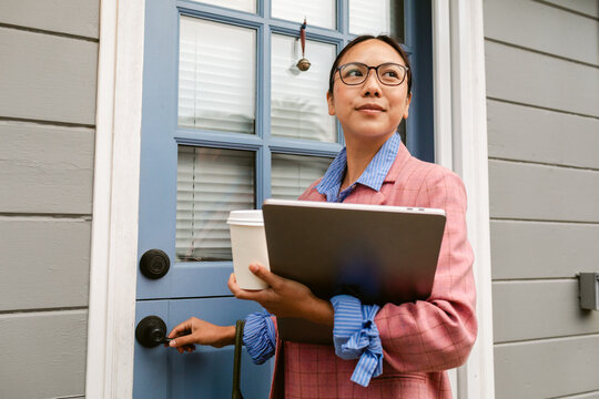 Opening Door Realtor Laptop
