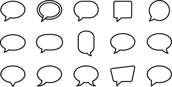 Collection of hand drawn speech bubbles and thought balloons in various shapes