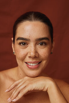 Woman smiling showing natural beauty of her face