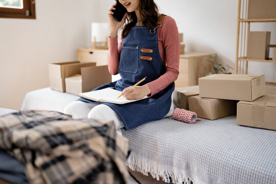 Small business owner packing in the cardbox&nbsp;preparing parcel for delivery online selling&nbsp;sell Online on the Internet from home